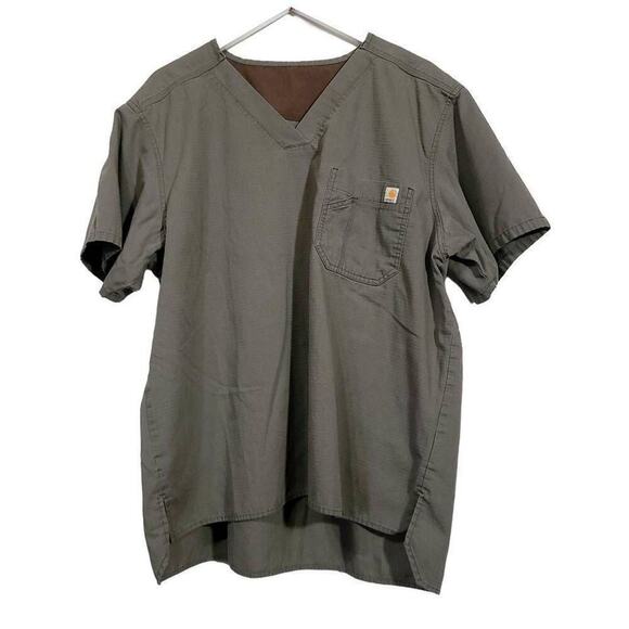 Carhartt Scrub Top Unisex Xl Shirt Green Gray Tshirt Work Nurse​​ - Picture 1 of 6